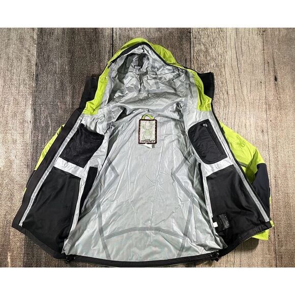Spyder Men's Pryme Event Waterproof Windbreaker Rain Jacket Lime Green Medium - Picture 9 of 12